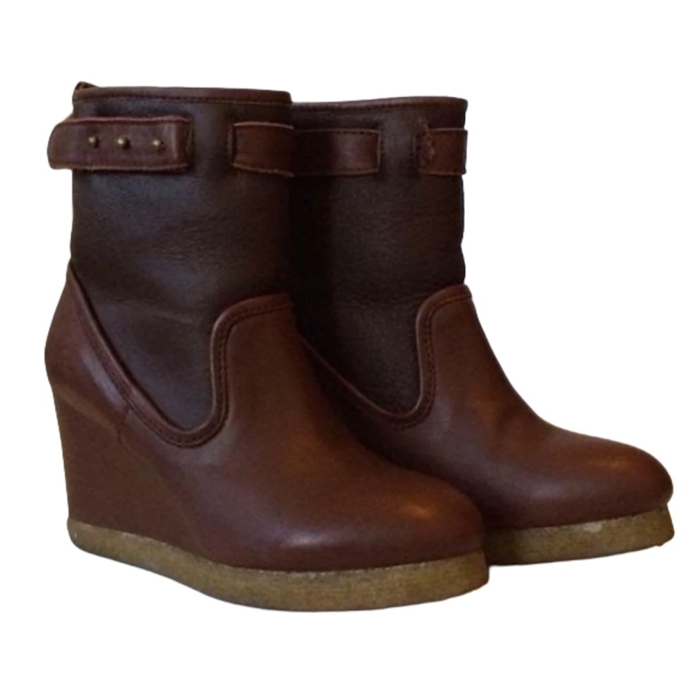 F-Troupe leather wedge booties / ankle boots